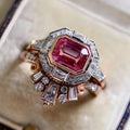 Rose gold geometric women's fashion ring with retro styling in various size options