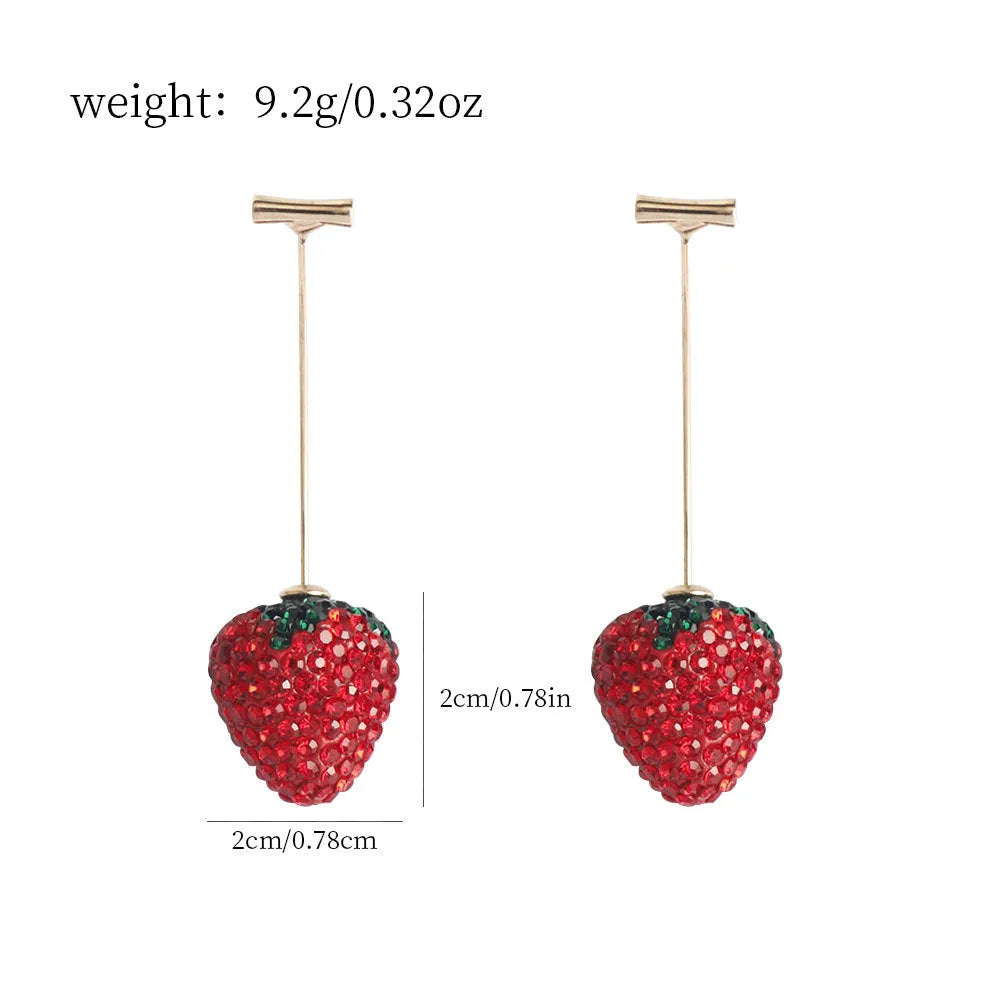 Women's geometric strawberry spot drill earrings in zinc alloy with six colour options