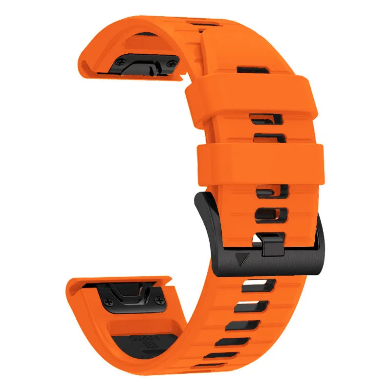 Two-tone quick release silicone strap for Garmin Fenix watches, shown in Army Green Black colour.
