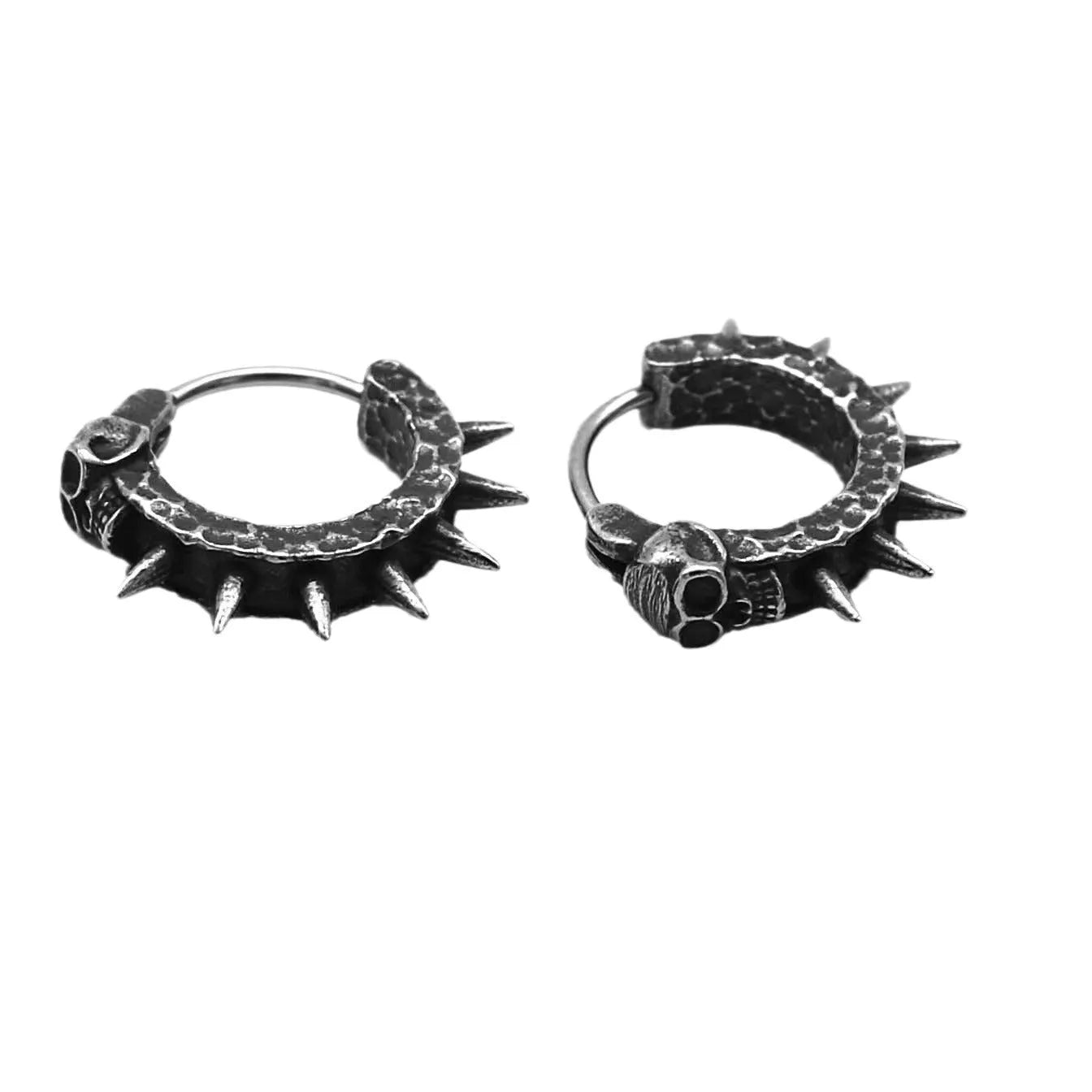 Copper geometric motorcycle punk earrings with alloy construction and retro black finish