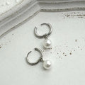 Geometric alloy pearl earrings with titanium steel posts for women's contemporary jewellery