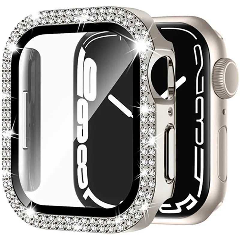 Apple Watch case with double diamond glass peep-proof protection in multiple colour options