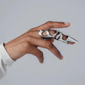 Silver alloy punk armour finger stall ring for alternative fashion and cosplay
