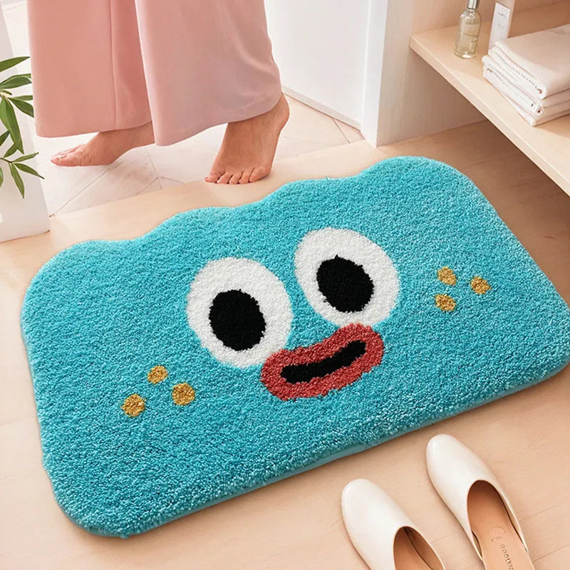 Cartoon anime printed bathroom mat in polyester fibre with imitation cashmere finish