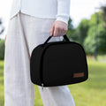 Large capacity insulated lunch box bag in textured cloth material with bento box