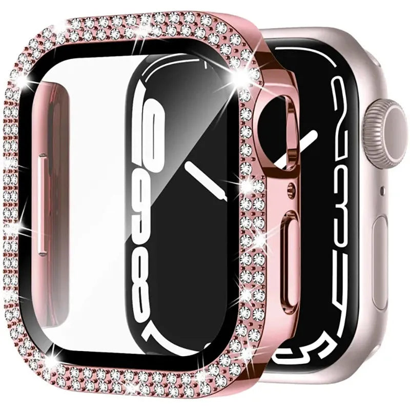 Apple Watch case with double diamond glass peep-proof protection in multiple colour options