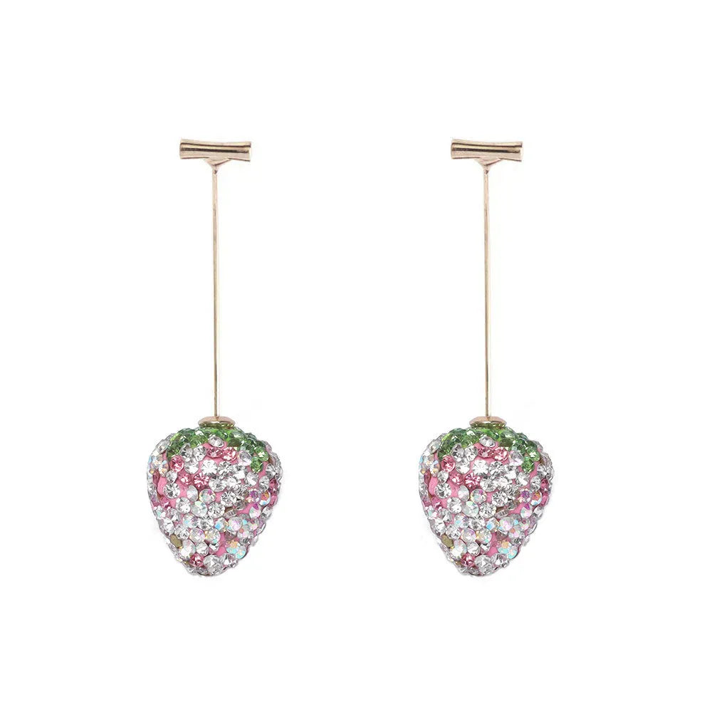 Women's geometric strawberry spot drill earrings in zinc alloy with six colour options