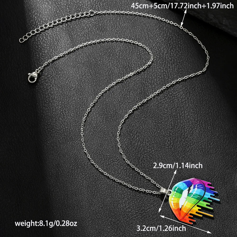 Stainless steel necklace and matching bracelet with colour printed inspirational designs