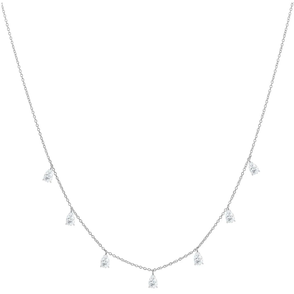 925 silver drop-shaped artificial zircon necklace with adjustable O-chain in silver, rose gold, or golden yellow