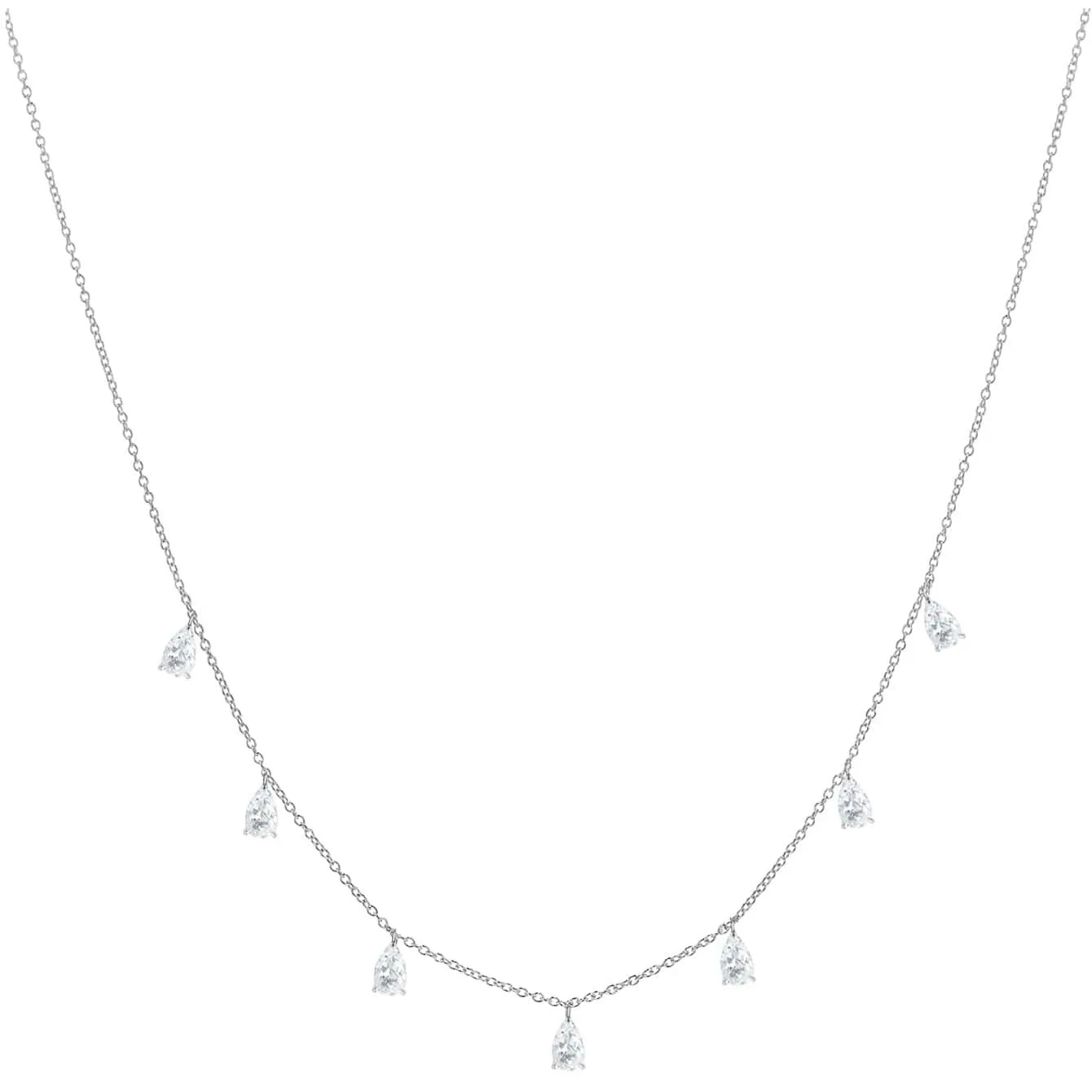 925 silver drop-shaped artificial zircon necklace with adjustable O-chain in silver, rose gold, or golden yellow