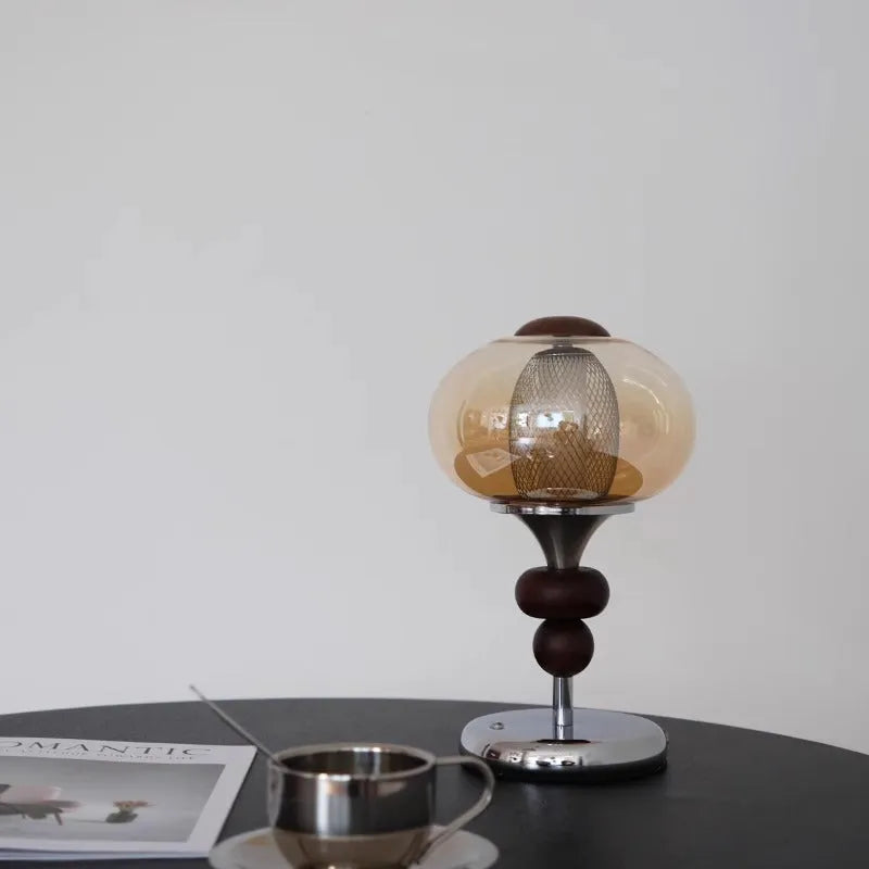 Solid wood palace style table lamp with touch switch for colour changing and dimming.