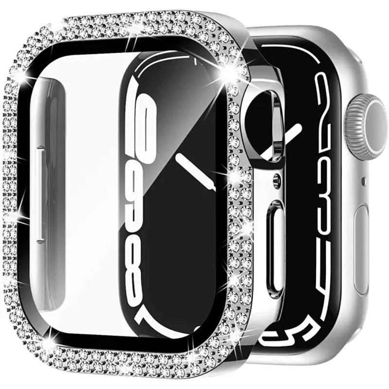 Apple Watch case with double diamond glass peep-proof protection in multiple colour options