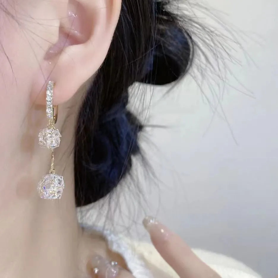 Silver balloon tassel drop earrings with rhinestone ball pendant and confession balloon charm