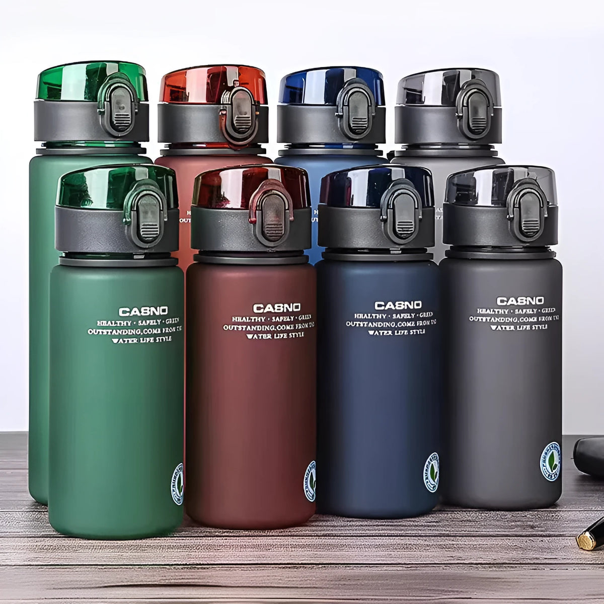 Cassino portable sports cup in grey, blue, green or wine red, 560ml or 400ml, with lanyard and leak-proof seal