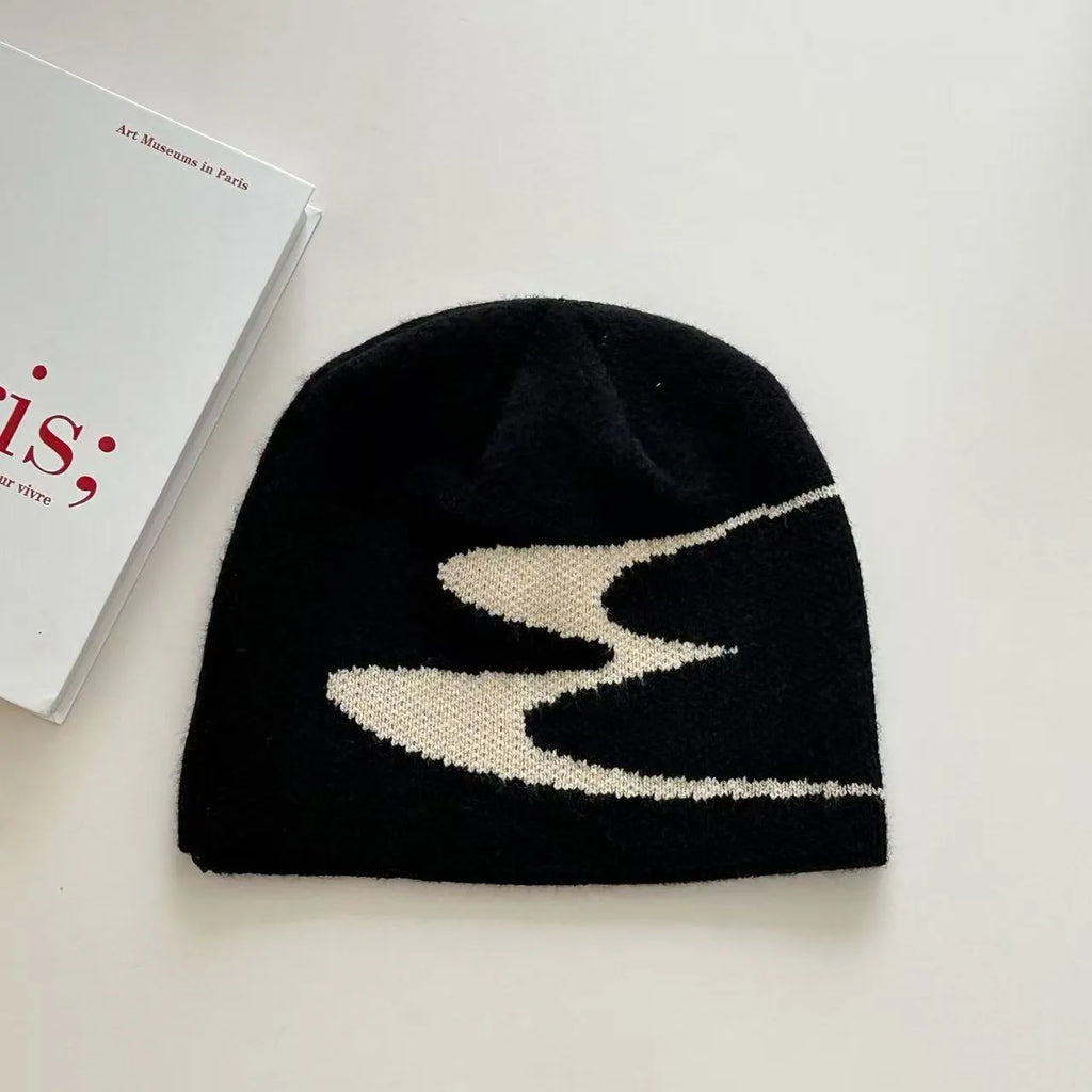 Acrylic wool knit beanie hat in black, grey or white for men and women, medium 56-58cm size