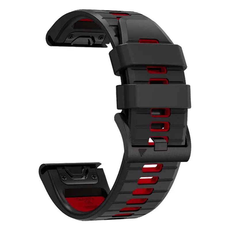 Two-tone quick release silicone strap for Garmin Fenix watches, shown in Army Green Black colour.