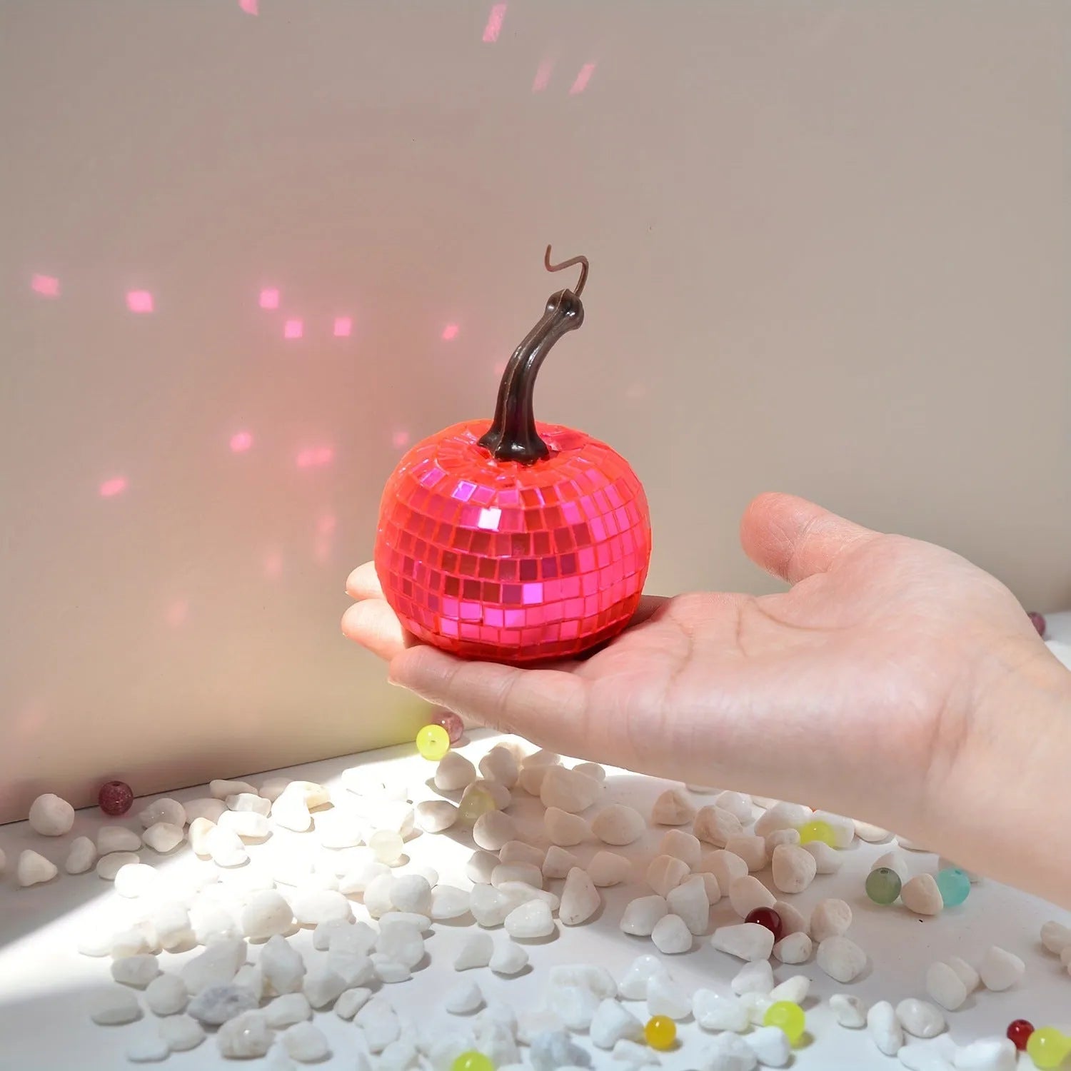 Chinese-style glass pumpkin mirror Halloween decoration with embroidered glass material in five sizes