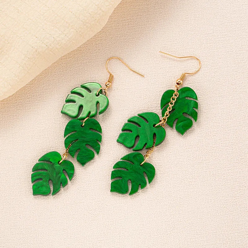 Summer Atmosphere Coconut Artocarpus Heterophyllus drop-shaped earrings in alloy with acrylic detail