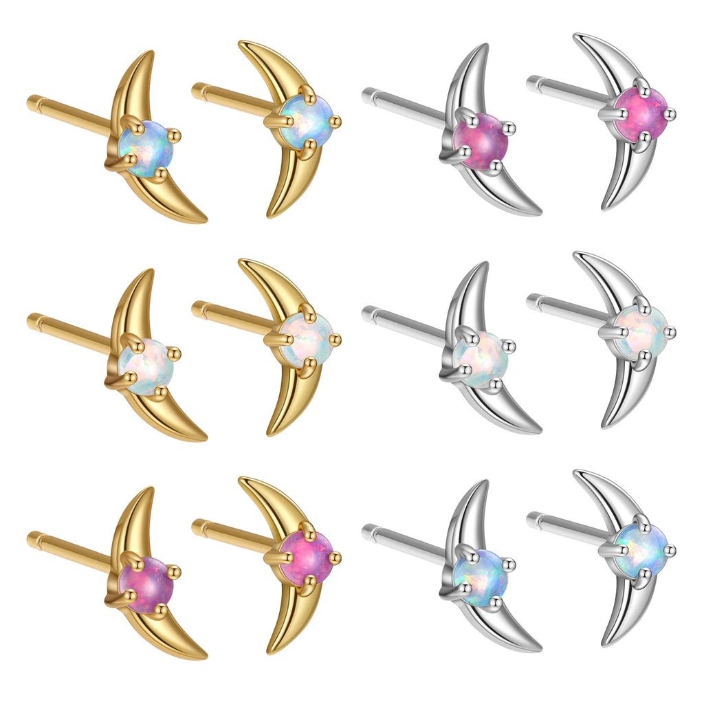 925 sterling silver geometric earrings with electroplated finish and stone accents in gold or platinum colour options
