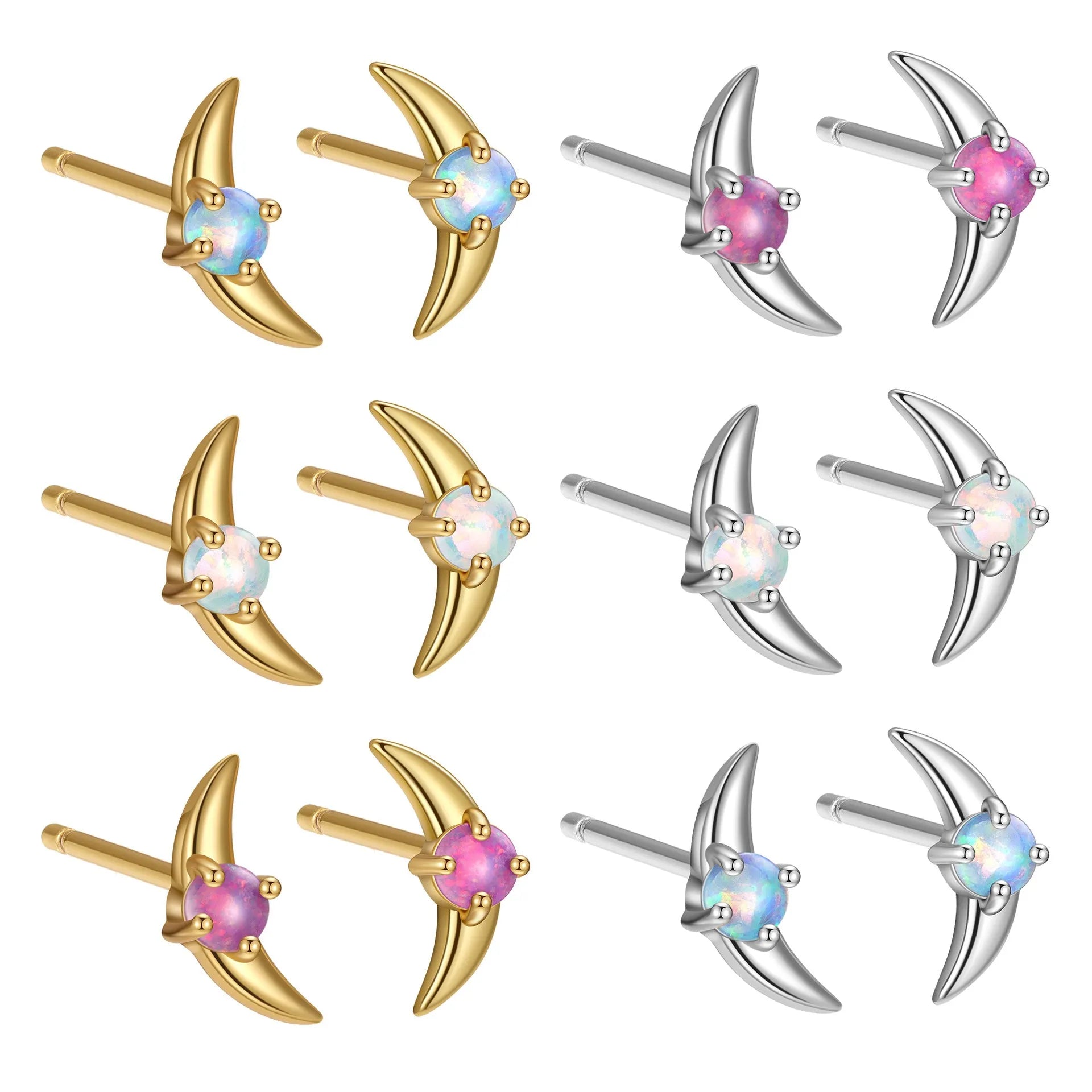 925 sterling silver geometric earrings with electroplated finish and stone accents in gold or platinum colour options