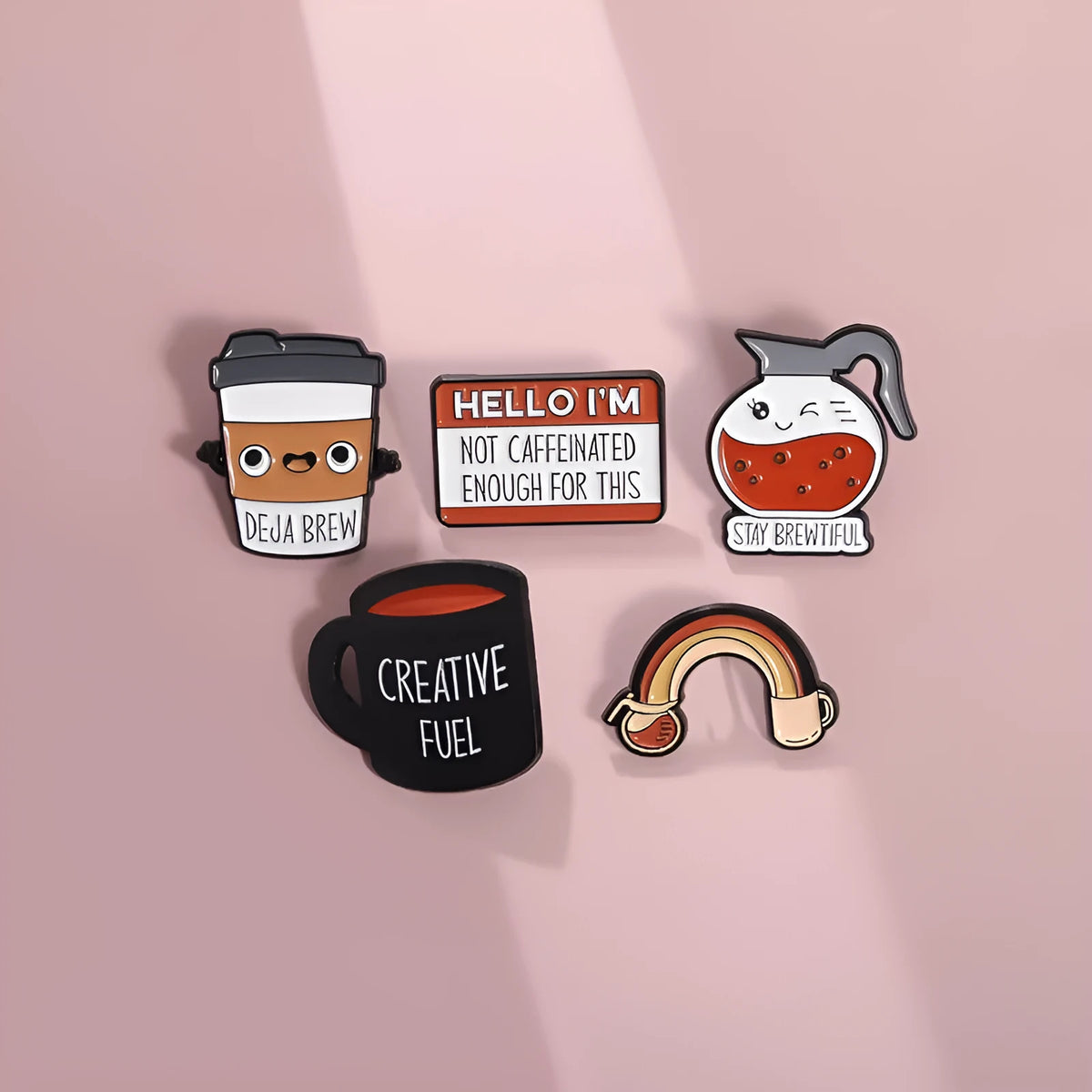Creative cartoon coffee drink cup alloy brooch with baking varnish finish in colour QHXZ1759