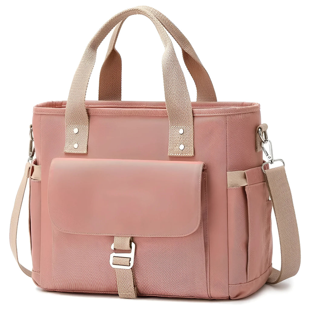 Portable cube-style Oxford cloth hiking bag with removable shoulder strap and side pocket