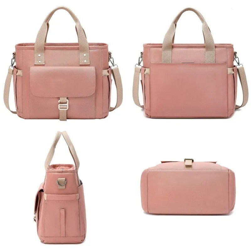 Portable cube-style Oxford cloth hiking bag with removable shoulder strap and side pocket