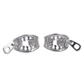 A pair of geometric-shaped copper ear clips with a zipper design detail, colour ES862.