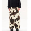 Men's retro American cows print straight-leg trousers in 7698 cow colour with button fly opening