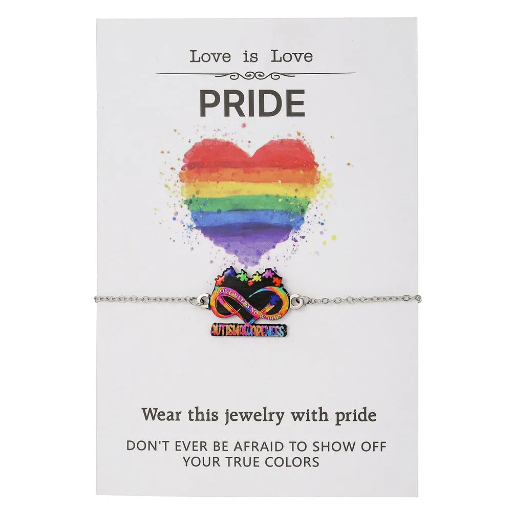 Stainless steel necklace and matching bracelet with colour printed inspirational designs