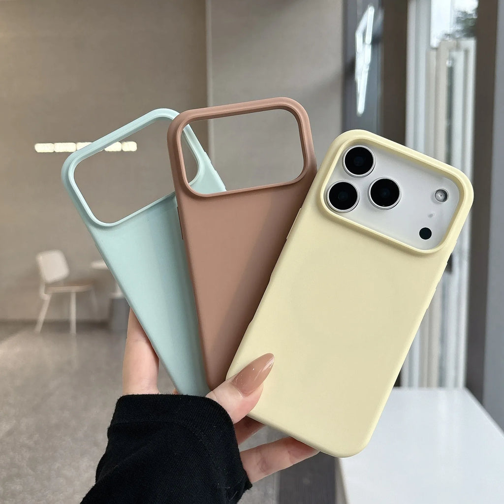 Liquid silicone magnetic charging phone case with Ai button for iPhone, shown in antique white colour.
