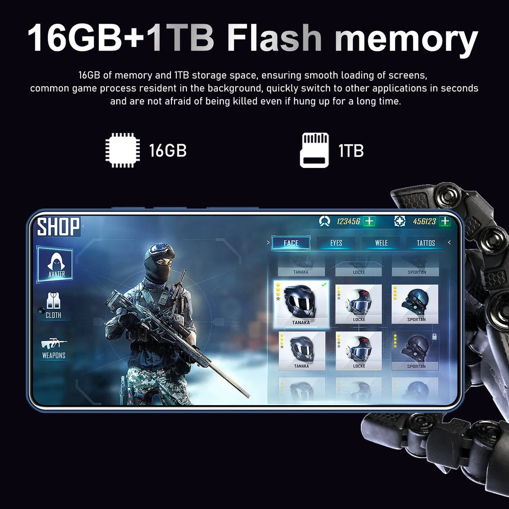 GT10 Pro Android smartphone with straight plate design in blue or silver colour with power adapters