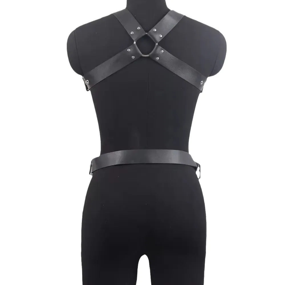 Black thin imitation leather shapewear belt with pin buckle on a neutral background