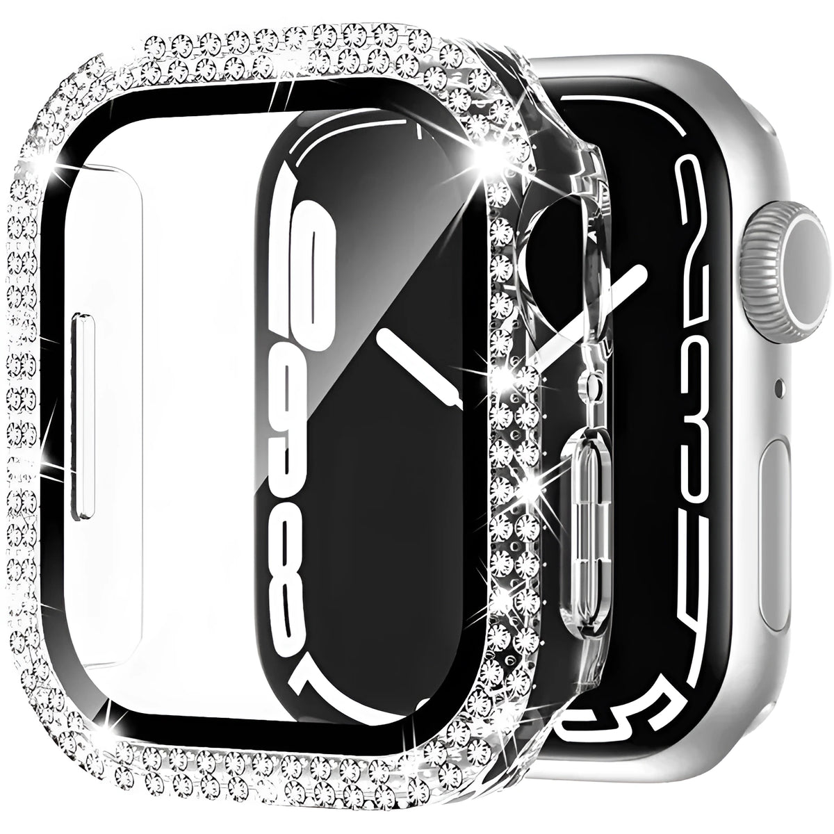 Apple Watch case with double diamond glass peep-proof protection in multiple colour options