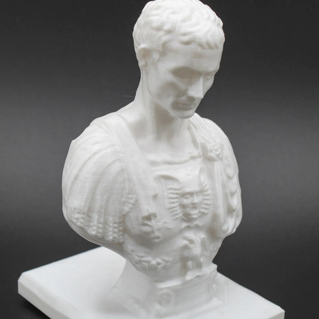 White synthetic resin statue-style pen holder with 15-pen capacity for desk storage