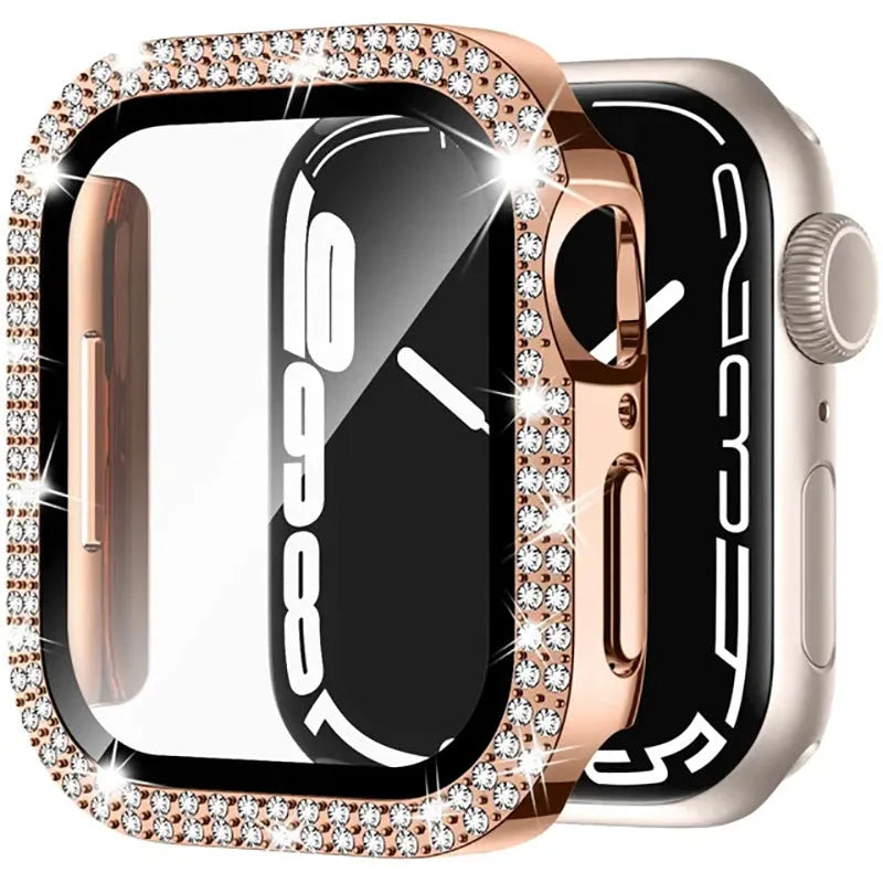 Apple Watch case with double diamond glass peep-proof protection in multiple colour options