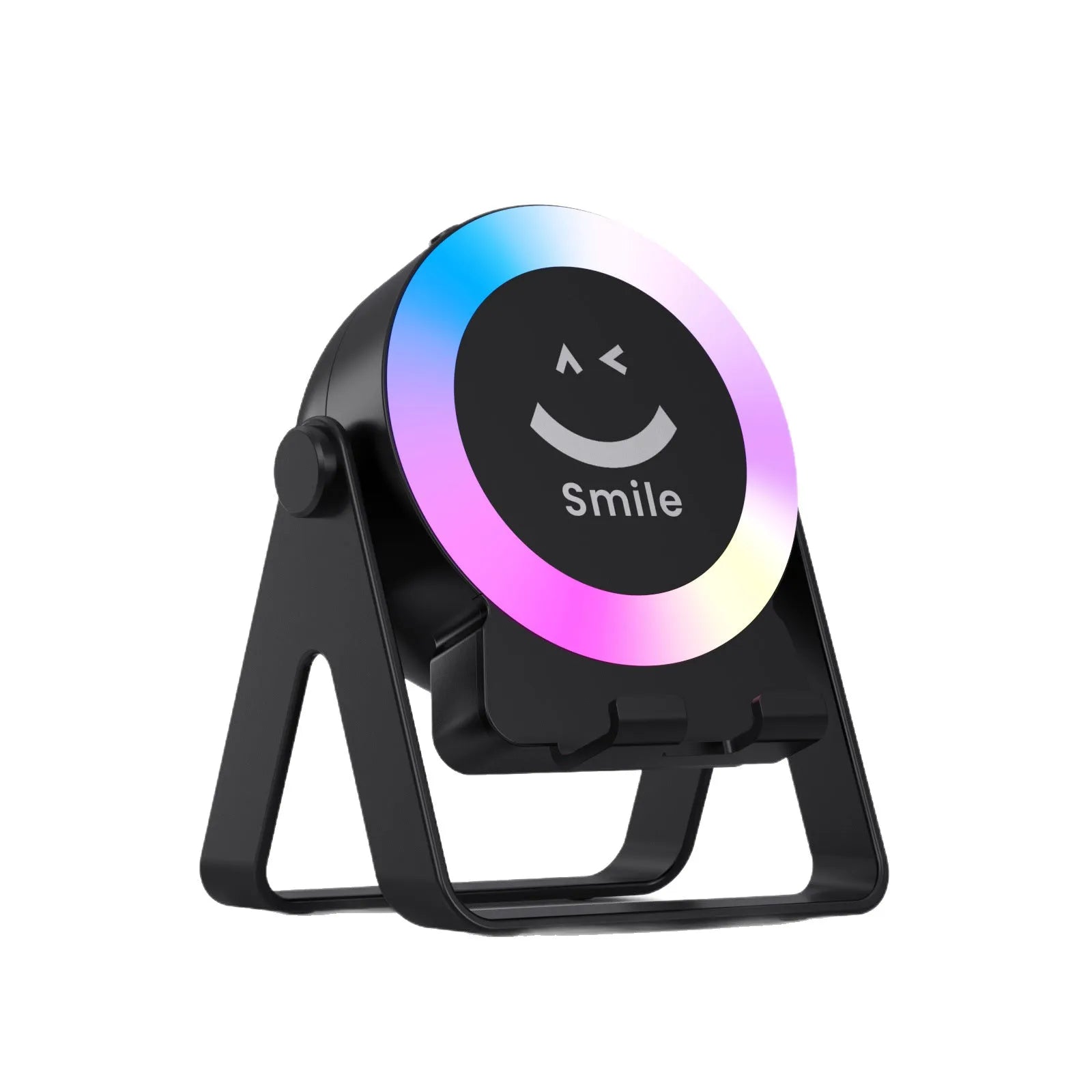 Induction bracket rechargeable LED Bluetooth speaker in black or white with colourful lighting