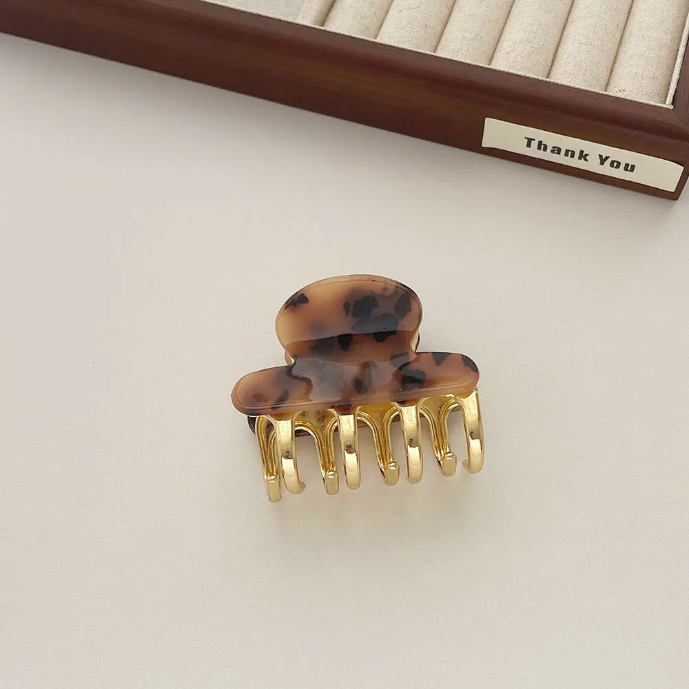 Women's retro acetate hair barrettes with metal grip in four colour options