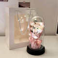 Formed bionic bouquet artificial silk flower arrangement in gradient light pink purple colour.