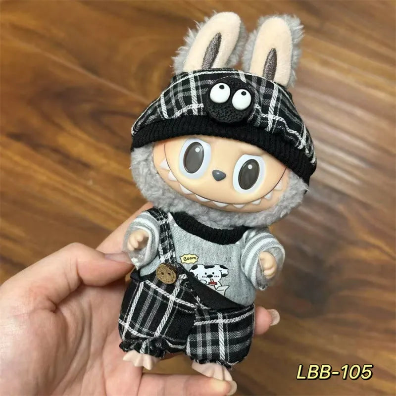 Plastic clothing outfit for a 17cm tall collectible vinyl figurine doll.