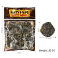 Set of 100 plastic replica Roman coins with metallic gold, silver, or bronze electroplated finish.