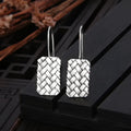 925 sterling silver woven diamond plaid geometric earrings measuring 17.5mm by 11mm