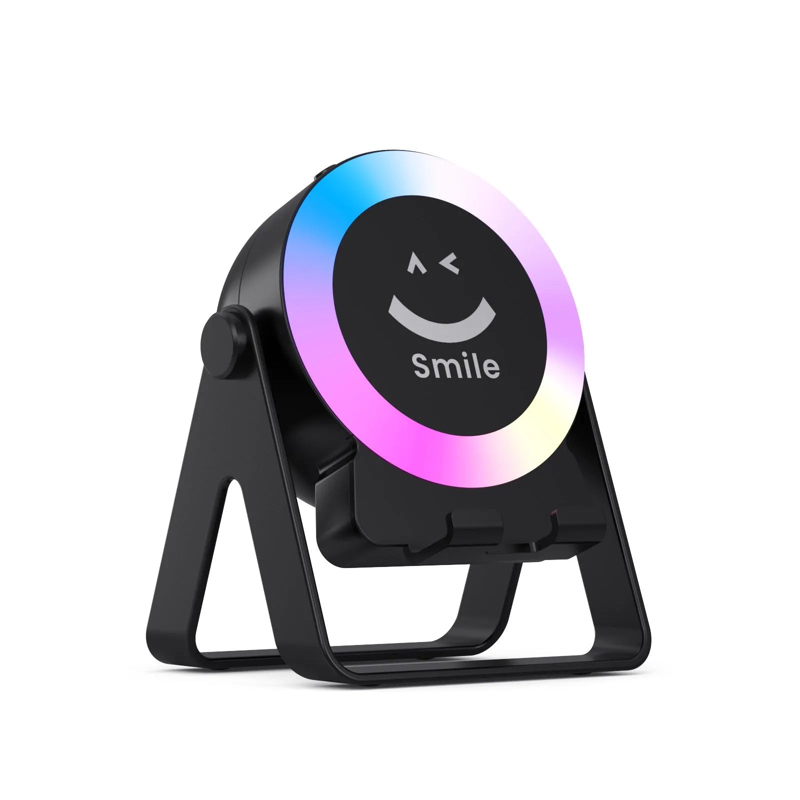 Induction bracket rechargeable LED Bluetooth speaker in black or white with colourful lighting