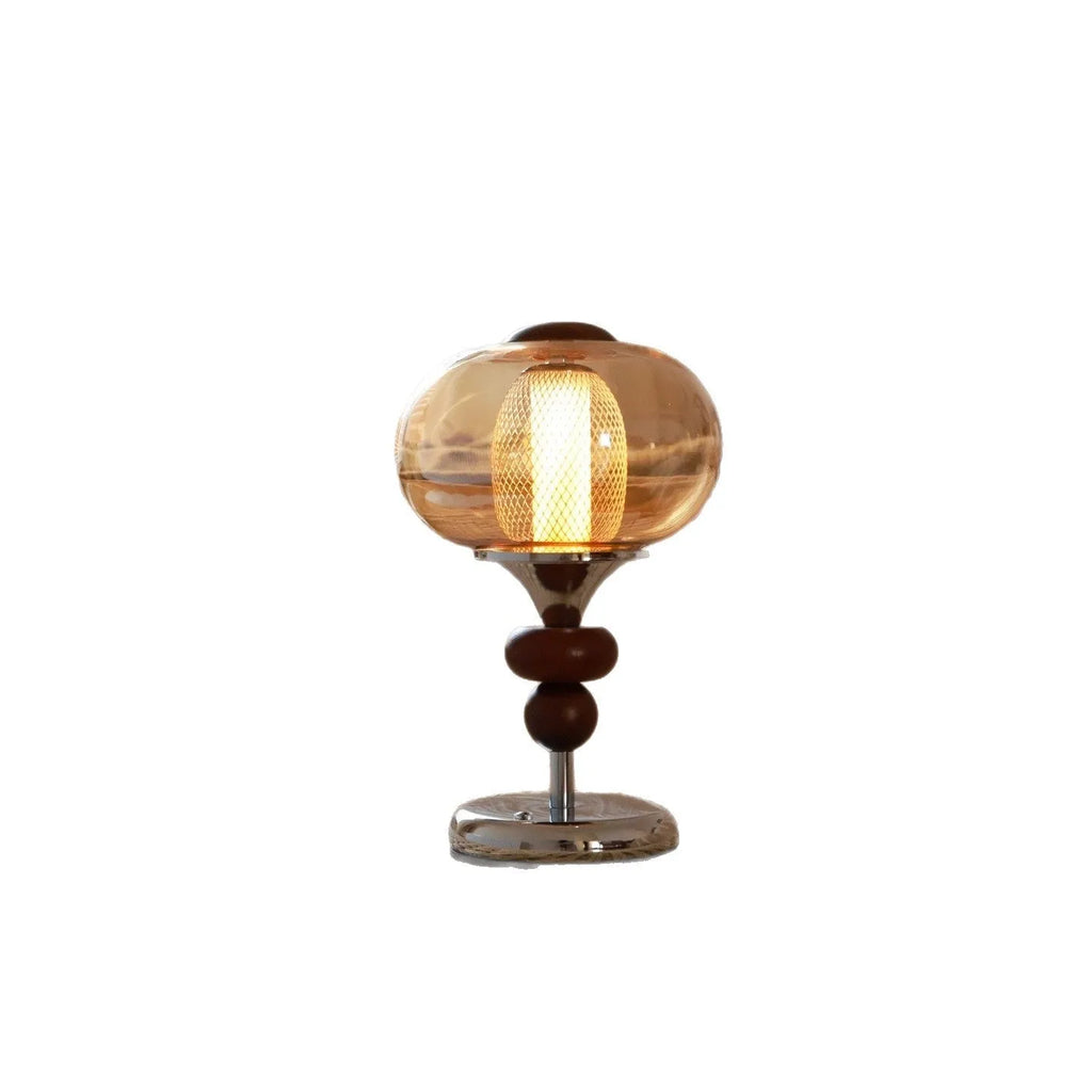 Solid wood palace style table lamp with touch switch for colour changing and dimming.