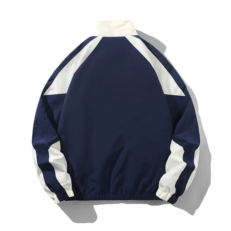 Men's black casual jacket with contrasting colour stitching on the front and sleeves.