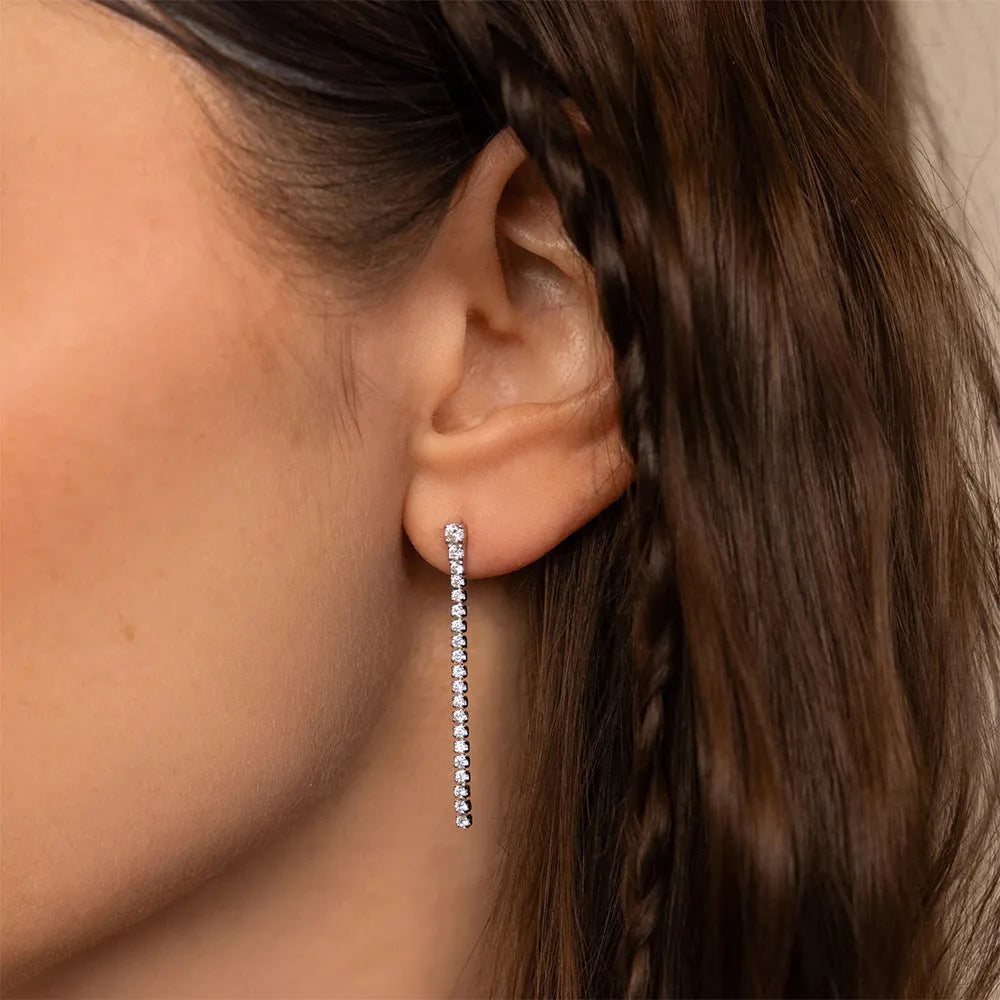 Women's geometric zircon earrings in stainless steel with gold or steel colour options