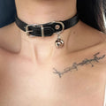 Black adjustable dog collar showing LD leather, bone, and cat paw design options