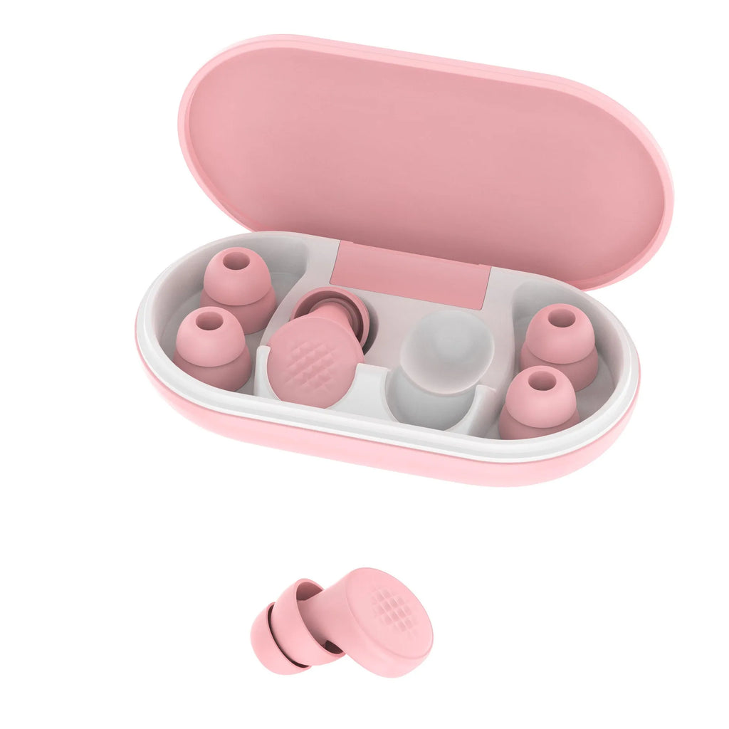 Anti-noise sleep earplugs in beige with flexible ABS silicone in-ear design