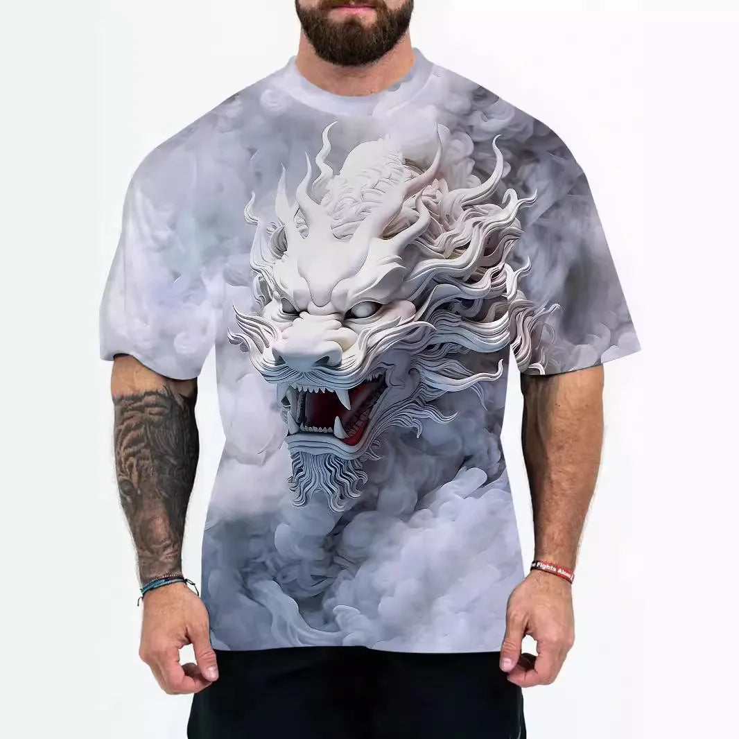 Men's loose fit chemical blend t-shirt with short sleeves in eagle head design