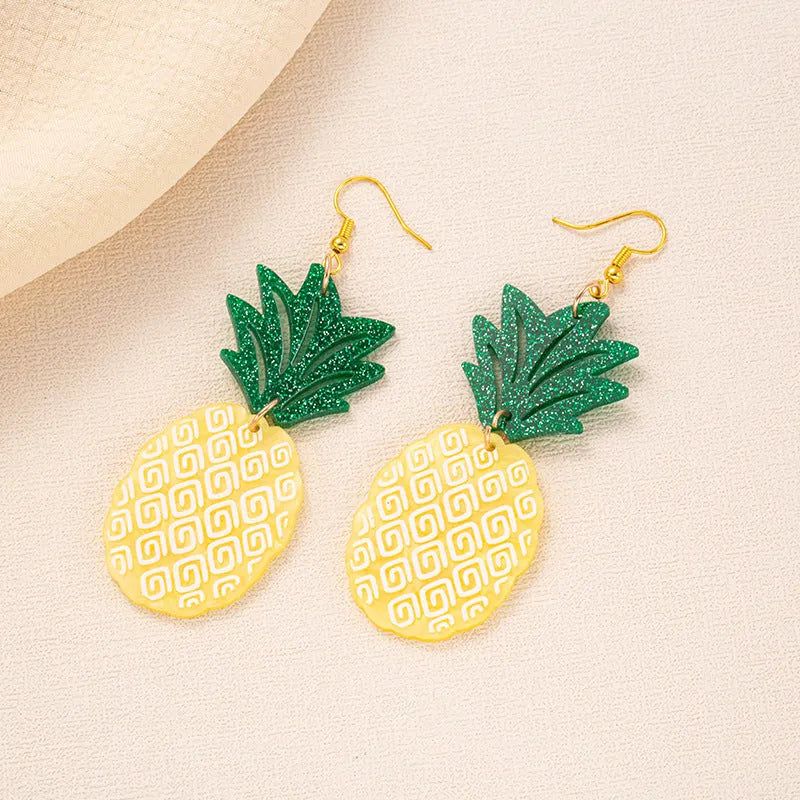 Summer Atmosphere Coconut Artocarpus Heterophyllus drop-shaped earrings in alloy with acrylic detail